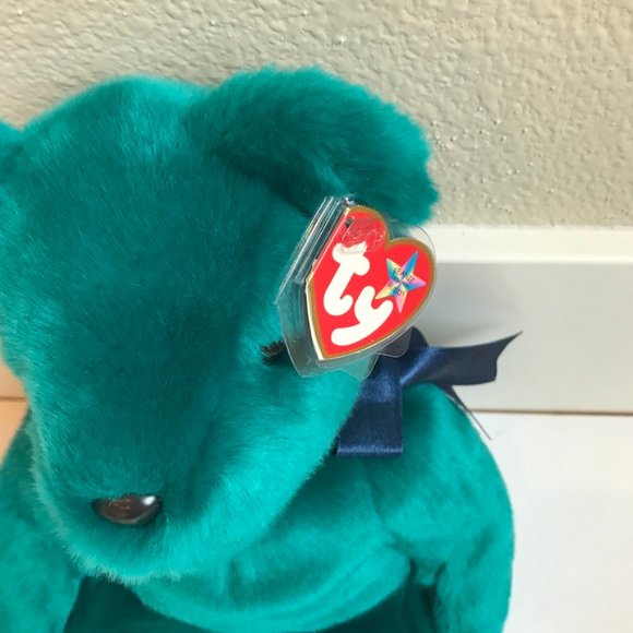 TY Beanie Buddy TEDDY TEAL Color Bear 2000 - Picture 3 of 8